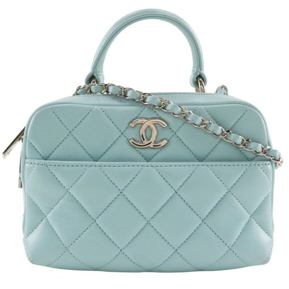 CHANEL Trendy COCO Mark Handbag Matelasse 2WAYShoulder light blue - Picture 1 of 13